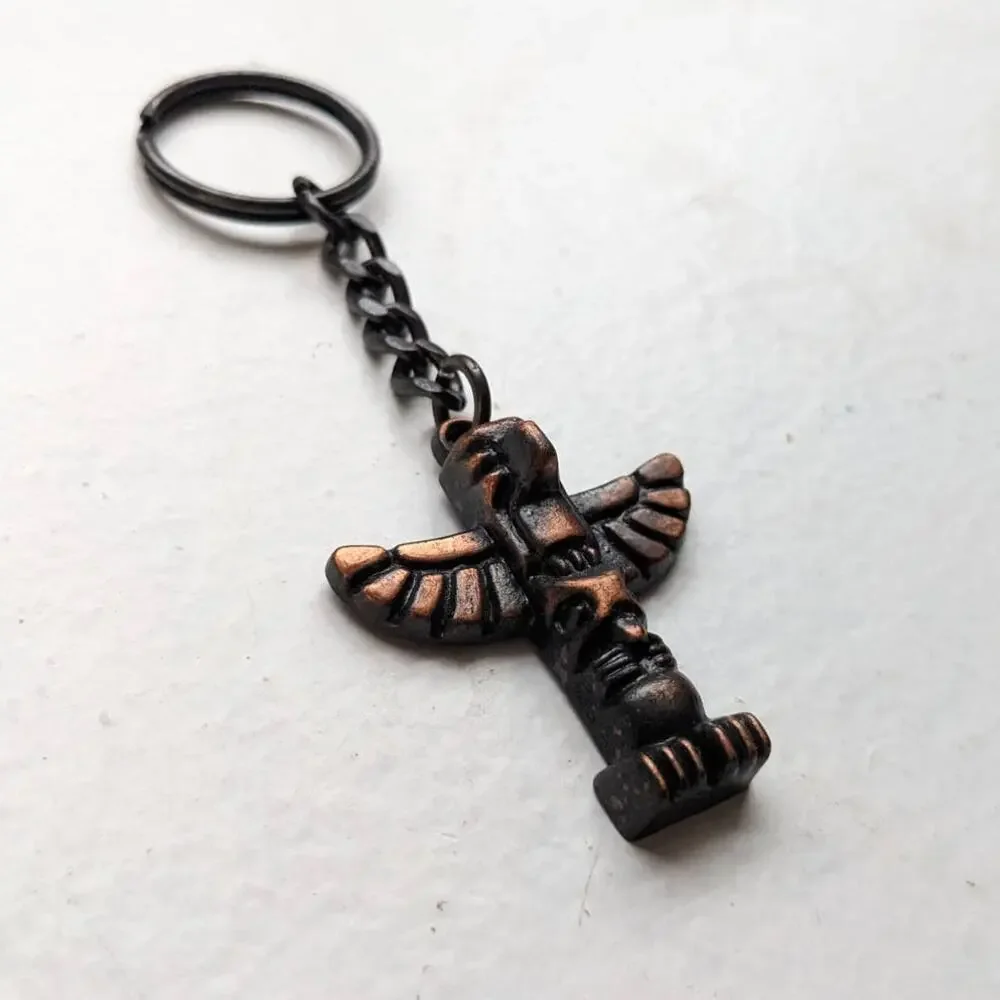 Vintage Southwest Native Keychain Totem Festival Accessories Charm Chain Jewelry